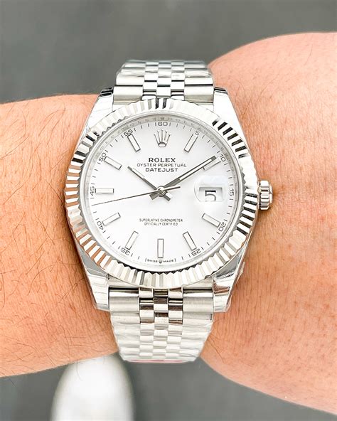 rolex datejust 41mm white dial